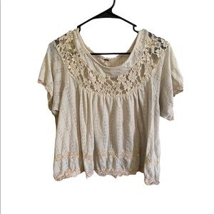 Free People cream flowy top